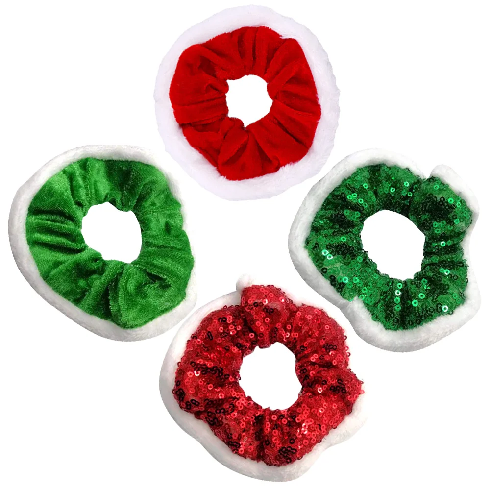 

Christmas Hair Tie Scrunchies Bulk Elastic Band Big Red Large Glitter Accessories