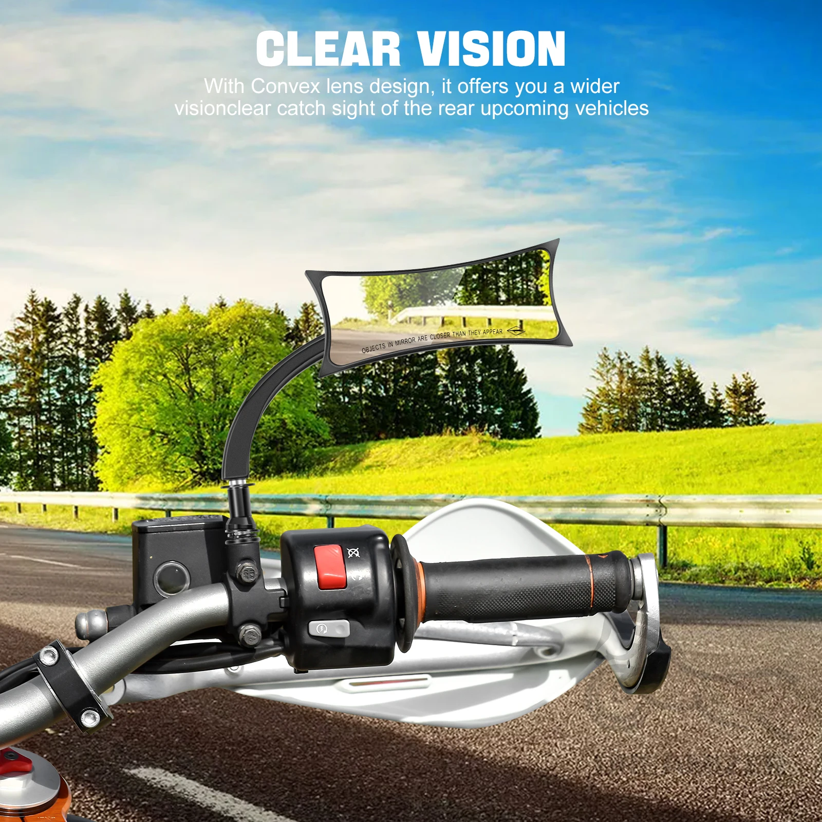 Зеркало заднего вида мотоциклетное черное хромированное 8/10 мм 2 шт.