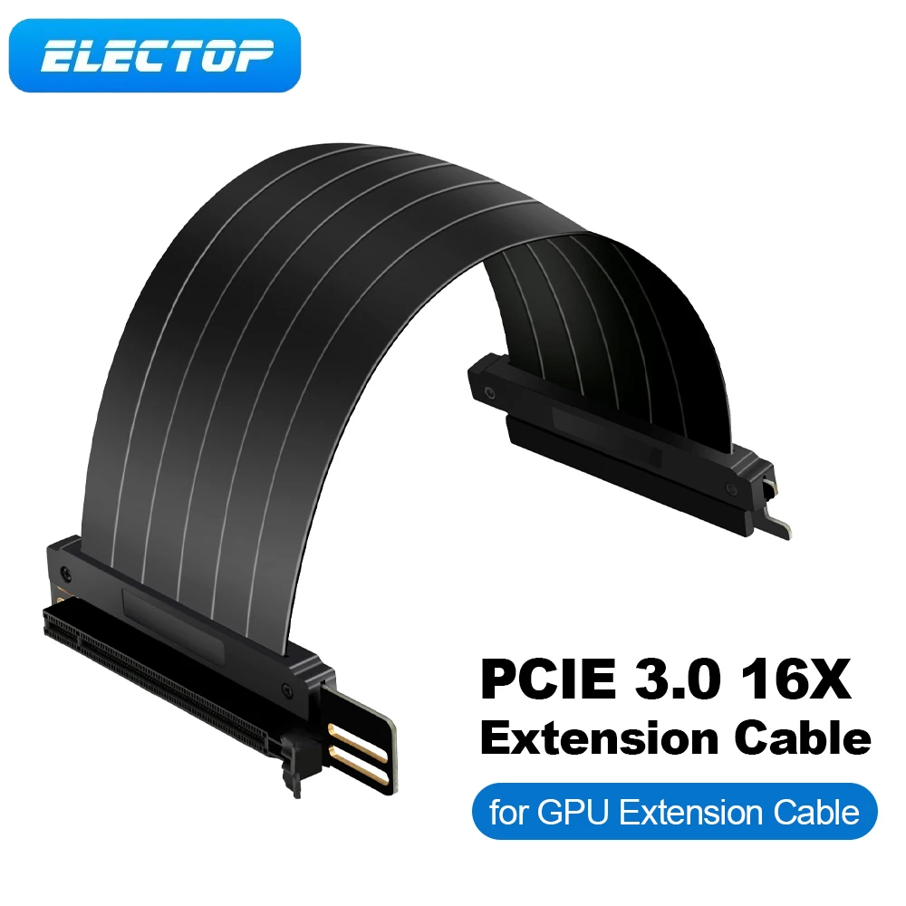 

ELECTOP PCIE 3,0 16X Удлинительный кабель 90 градусов черный 16x экранированный Высокоскоростной Переходник карта PCI Express порт для удлинительного кабеля графического процессора