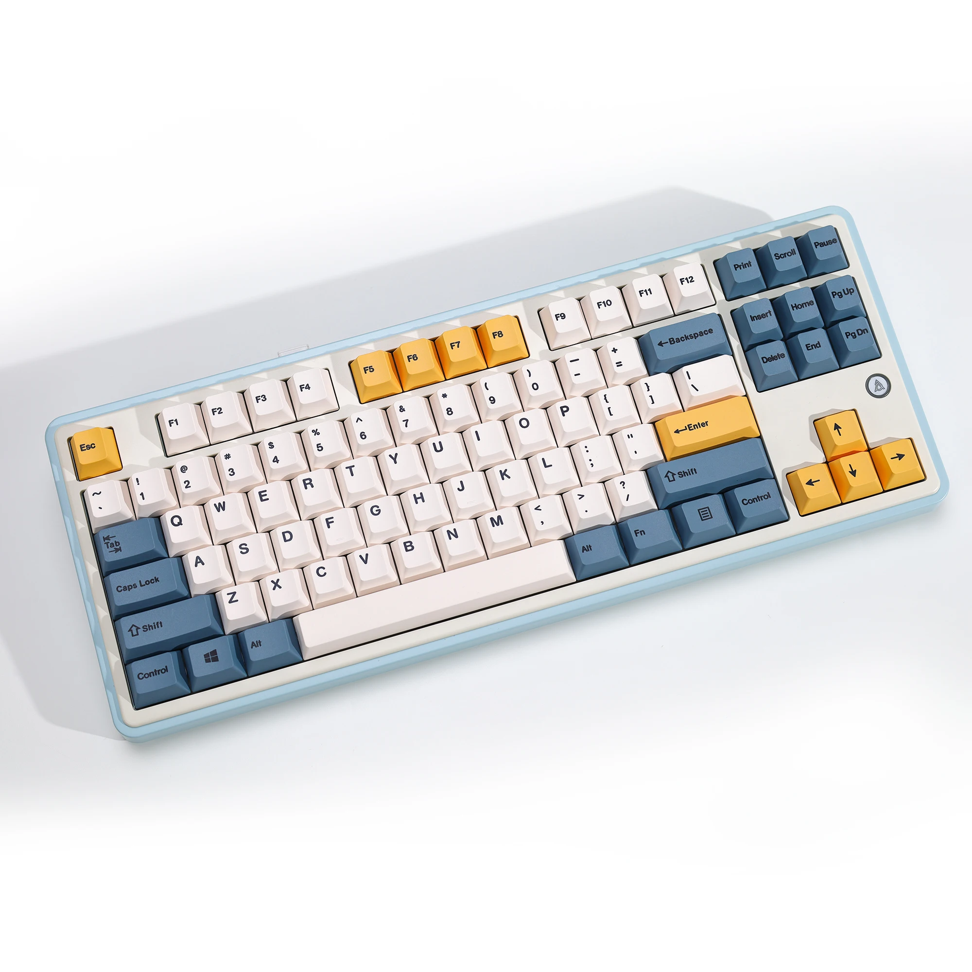 Фото KBDiy Ретро абрикосово-желтые колпачки для клавиш PBT Cherry Profile ISO для переключателей MX 60, магнитные механические игровые колпачки для клавиш №3