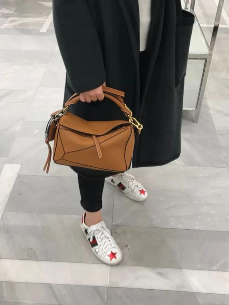 

2023 роскошная дизайнерская кожаная сумка с геометрическим рисунком, сращивающаяся сумка через плечо, сумки-подушки для женщин, женская сумка, сумка-пазл