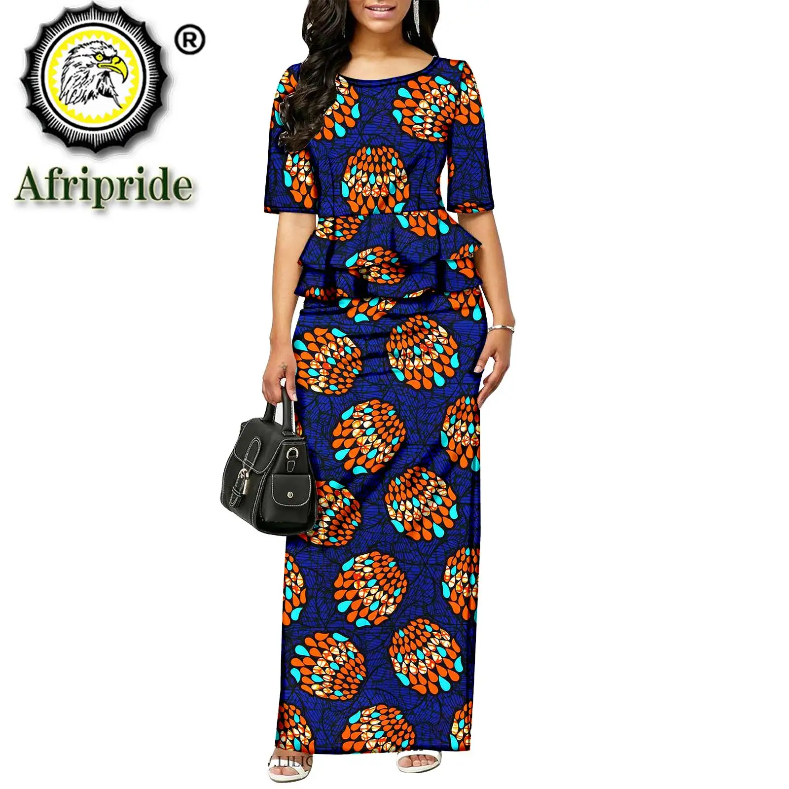 African Dresses for Women Short Sleeve High Waist Maxi Dress Dashiki Dress Bodycon Dress Print  Ankara Attire Elegant S1925055