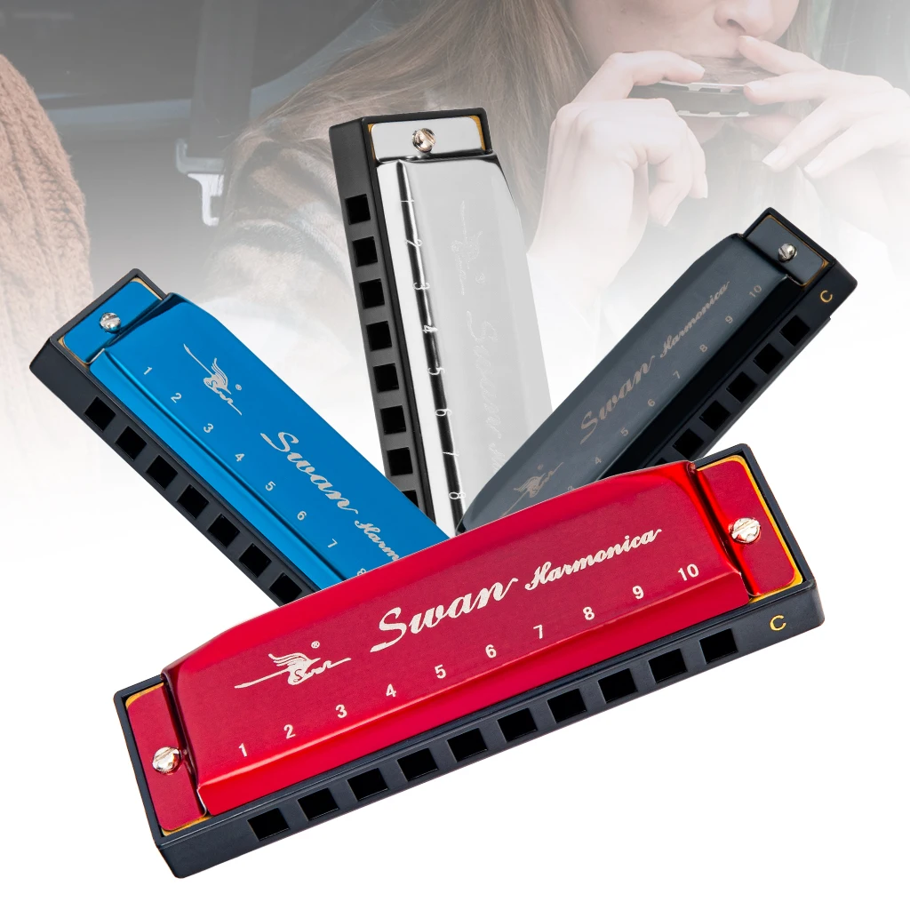 

SWAN Diatonic Harmonica 10 Holes Blues Harp C Key Harmonica With 10 Holes 20 Tones Beginner Student Blues Colorful Harmonicas