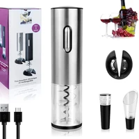 electric wine opener set cordless stainless steel automatic bottle openers corkscrew foil cutter recharging base