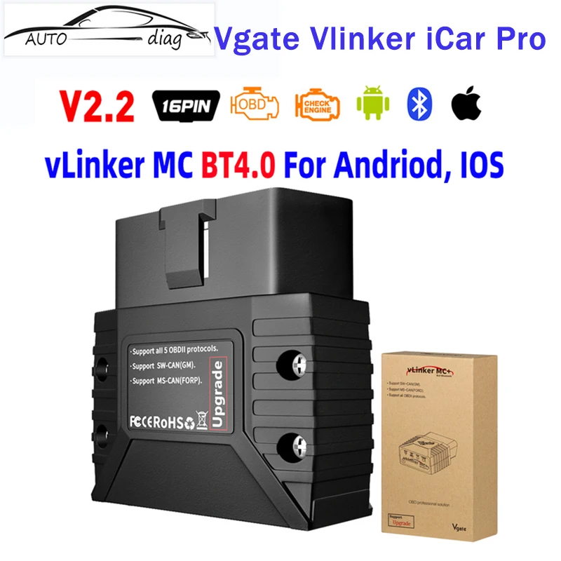 Vgate Vlinker MC iCar Pro Bluetooth-совместимый 4,0/Wi-Fi OBD2 сканер для Android/IOS как icar2 ELM327 автомобильный считыватель кодов OBDII инструмент