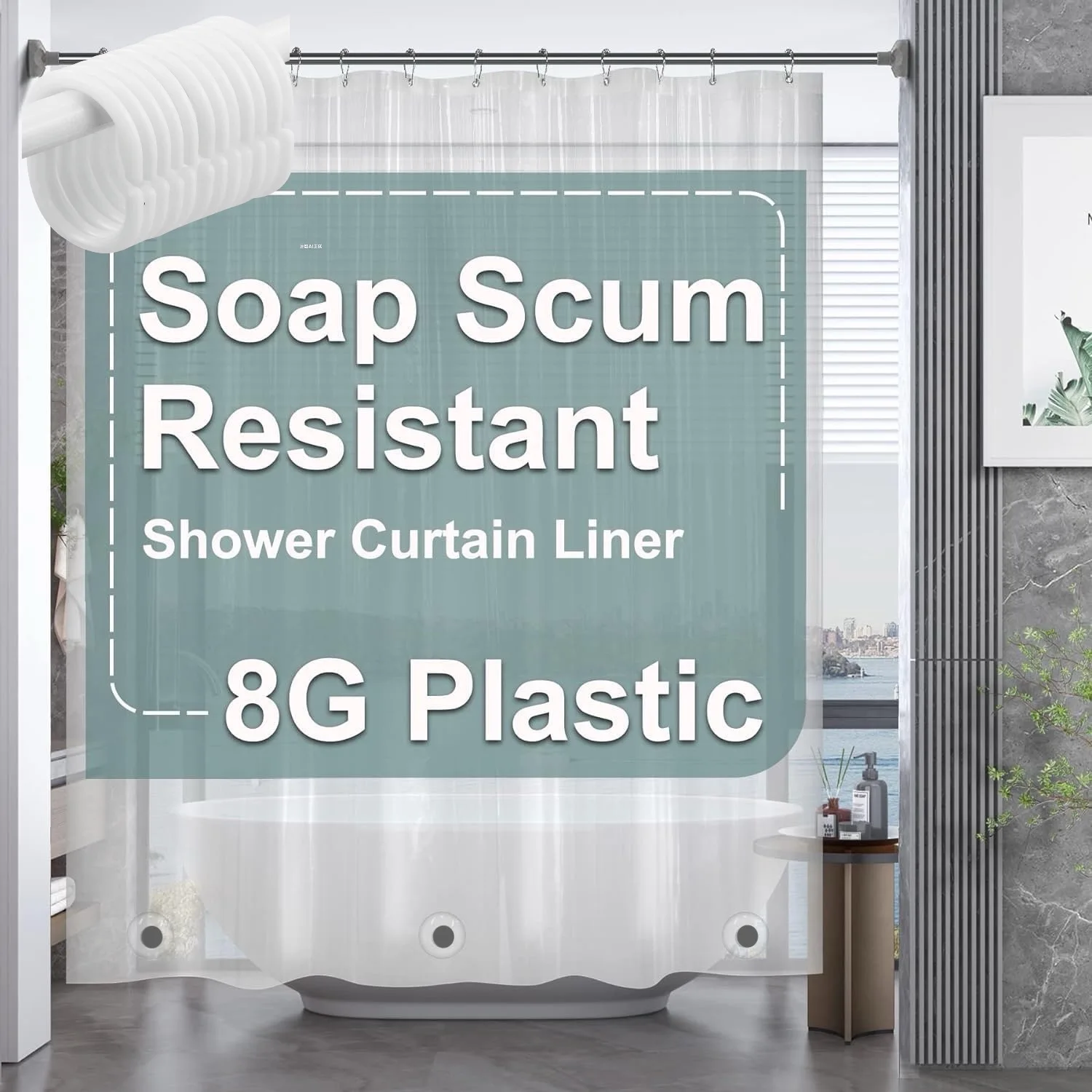 

Прозрачная утяжеленная шторка для душа PEVA 1 шт.