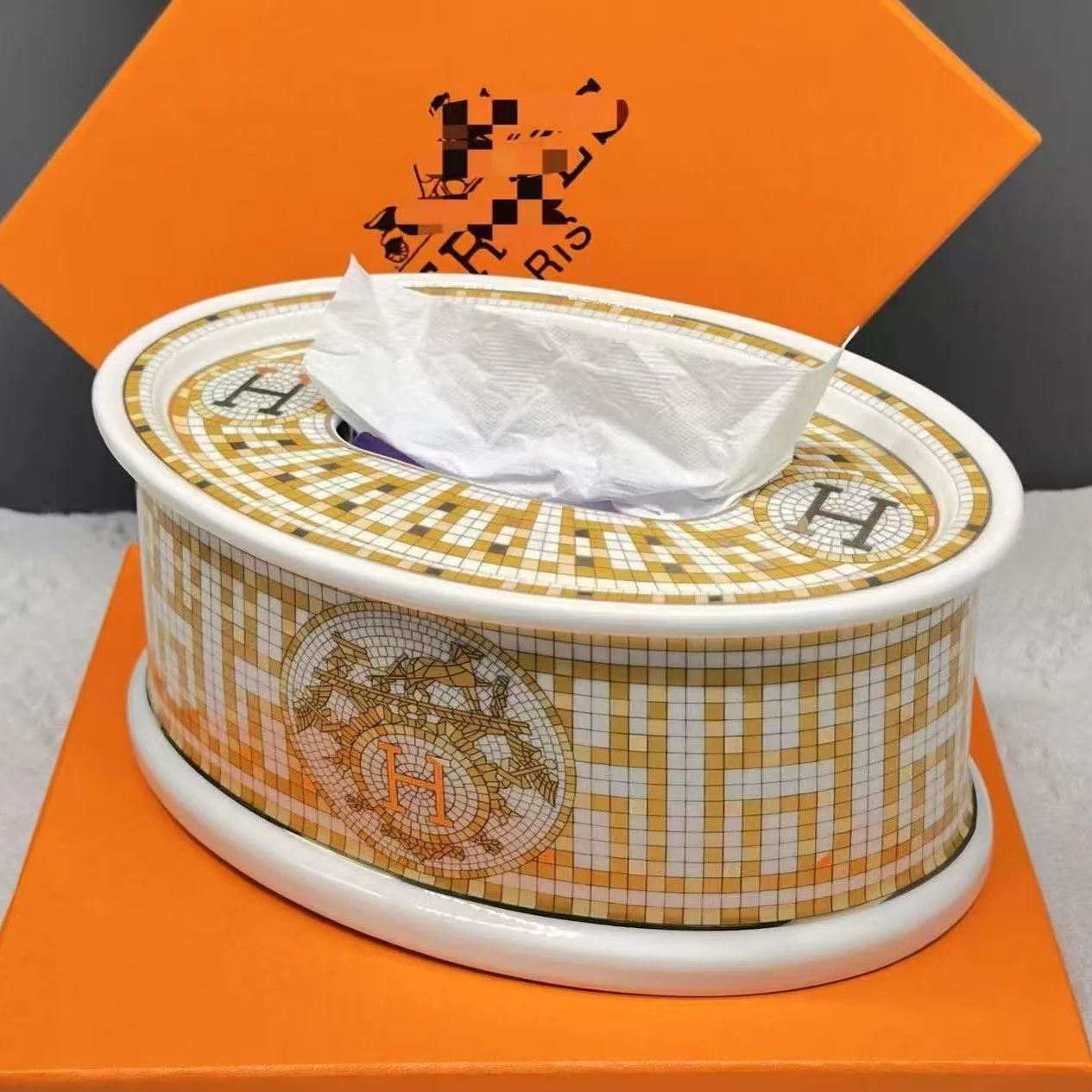 

Китайская керамическая коробка для салфеток, обеденный стол для дома, гостиной, настольный чайный столик, КТВ, украшение бумажной коробки для отеля