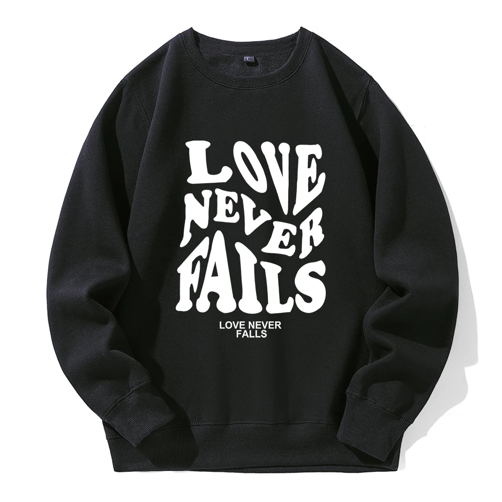

Худи мужское оверсайз с круглым вырезом и принтом «Love Never Falls»