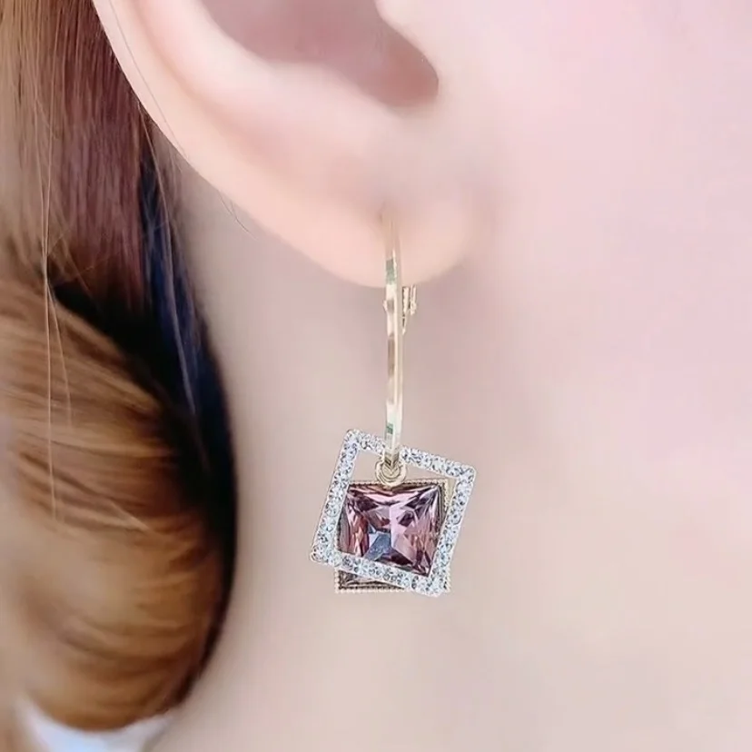 Южная Корея модные темпераментные полые геометрические серьги с синими