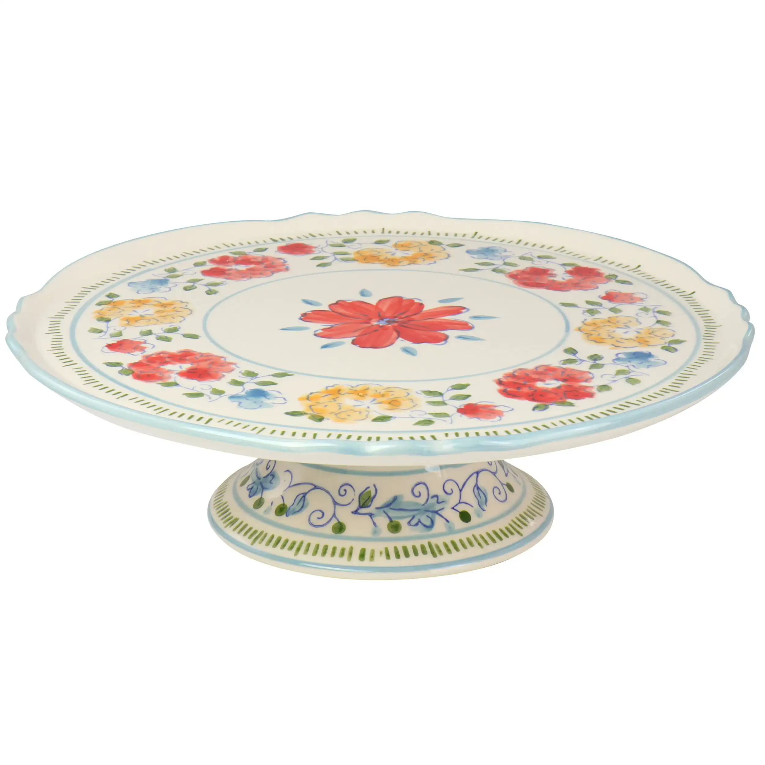 

12" x 12" Stoneware Year Round Cake Stand , Hand Painted