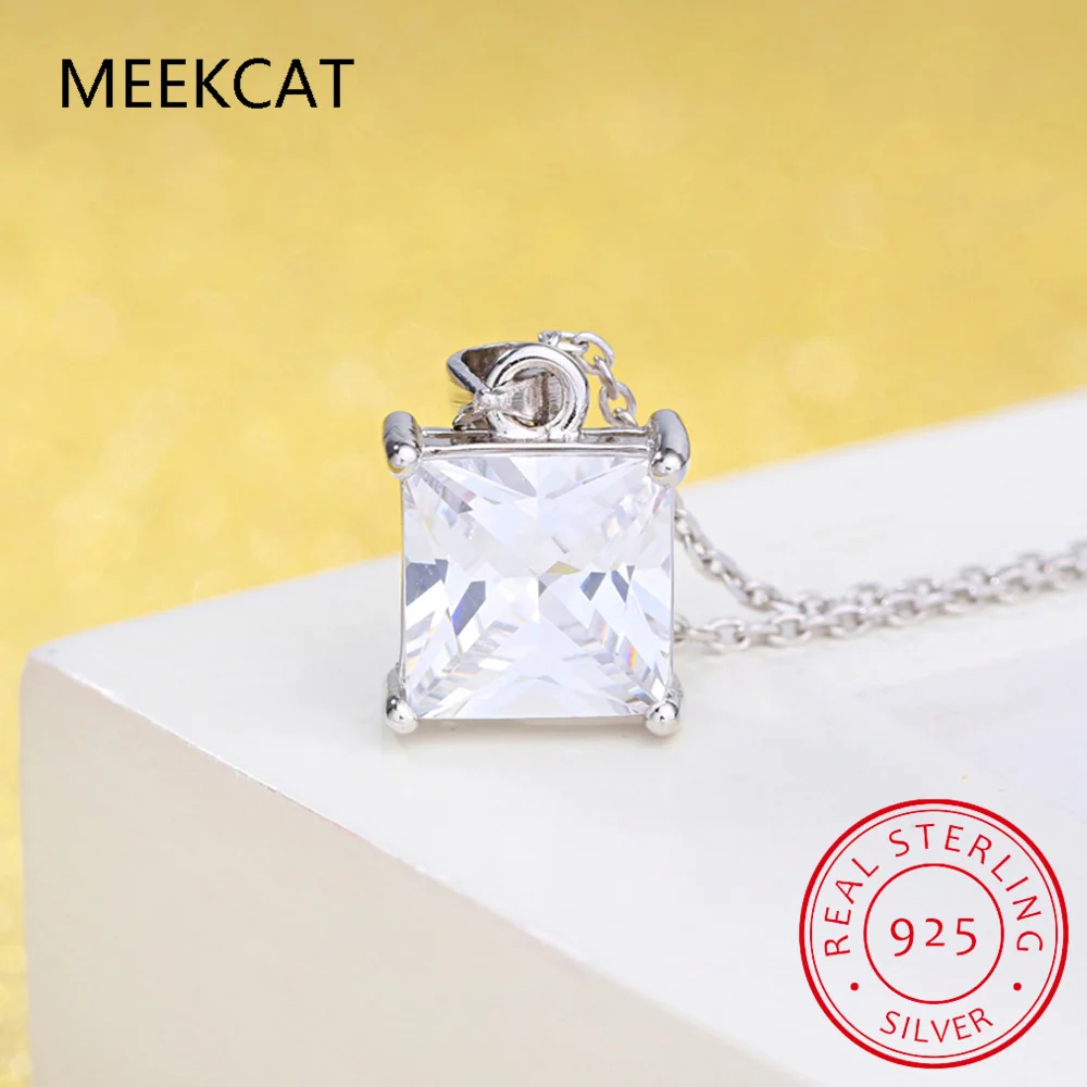 1 2 карата 9*9 мм кулон с муассанитом огранки принцессы для женщин ожерелье из
