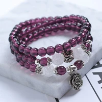 new fashion crystal beaded white beads bracelets with rose flower accessories woman jewelry gifts drop shipping