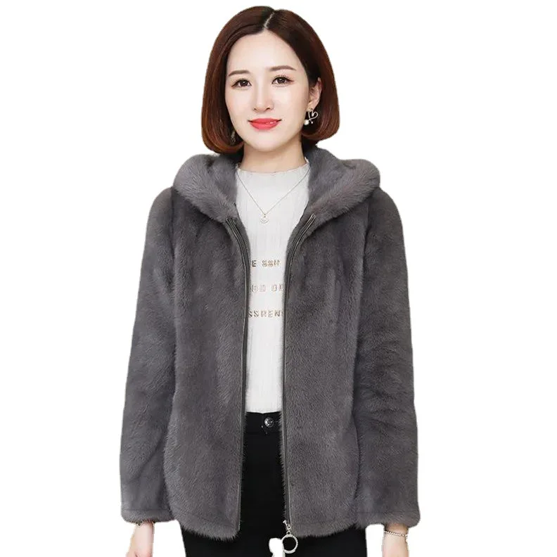 Add velvet padded double-sided coral fleece autumn  winter loose hooded warm sweater women cardigan home lamb plush coat
