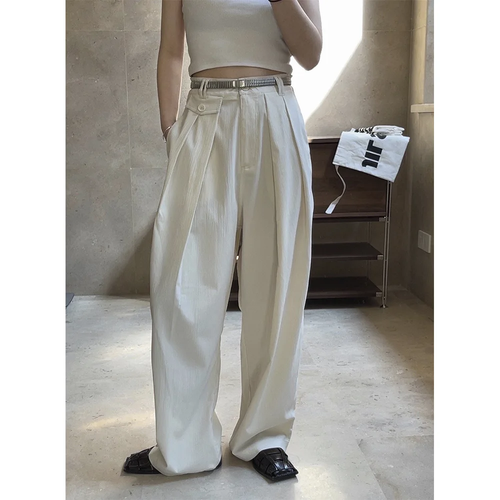 Women's Trousers Summer and Autumn New Pleated High Waist Wide Leg Casual Pants Loose Light Pants for Women