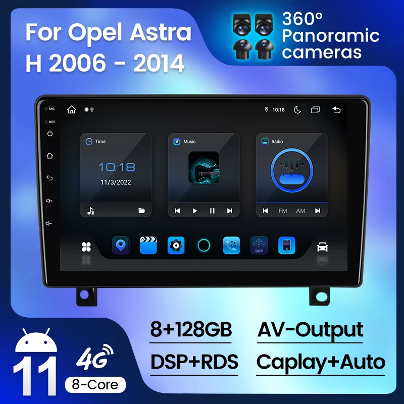 Android 11 9'' 8+128G Car Radio Multimedia Video Player Auto Stereo GPS for Opel Astra H 2006 - 2014  2 Din Carplay 4G WIFI DSP