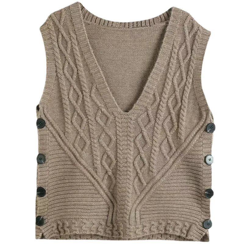 Вязаный жилет без рукавов женский осенне-зимний свитер осенний модный шерстяной