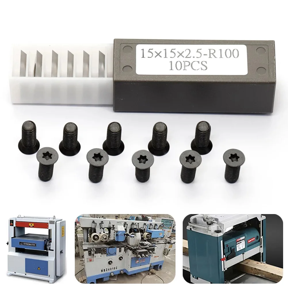 

20Pcs Carbide Inserts Screw 15x15x2.5mm R100 Insert Cutter 4in Radius M6*15 Screw For Spiral Helical Planer Head Workshop Tool