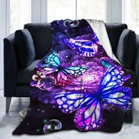 dream blue butterfly floral flannel blanket sofa blanket warm soft living room cover blanket outdoor office travel ladies 6080