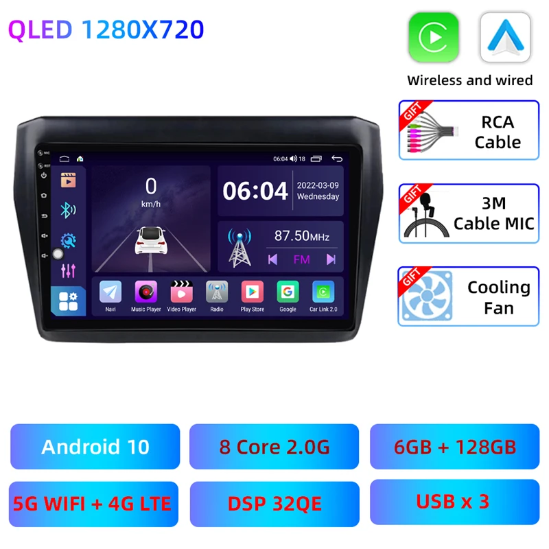 

Автомагнитола для Suzuki Swift 2016 - 2019 мультимедийный видеоплеер 2 Din DVD аудио стерео Carplay Android головное устройство GPS навигация