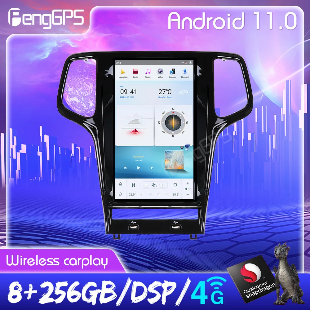 

Android 11 Auto For Jeep Grand Cherokee 2010-2019 Stereo Tesla Screen Style Car Radio Multimedia Player GPS Navigation Head Unit