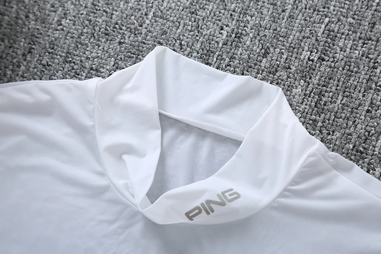 Summer Golf Sunscreen T-shirt Men Long Sleeve High Neck Thin Cycling Slim Fit
