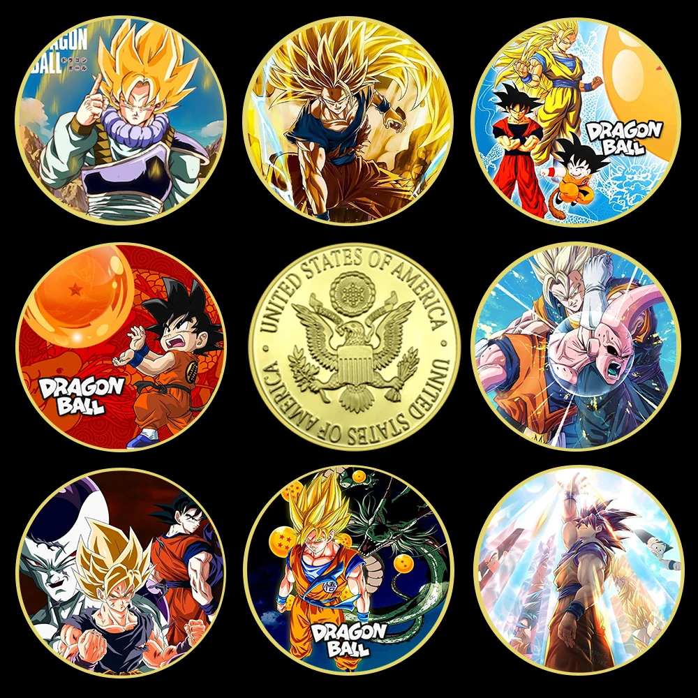 

8pcs/lot Japanese Classic Cartoon Anime Gold Plated Coins Action Animation Commemorative Coins Kids Christmas Gifts