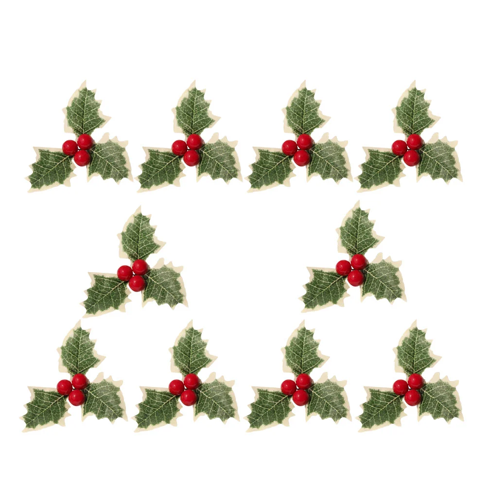 

Christmas Berry Artificial Leaf Berries Fake Forconfetti Craft Holly Red Stems Applique Greenery Twig Stem Accessories Picks