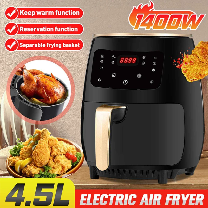

1400W 4.5L Air Fryer Oil free Health Fryer Cooker Multifunction Smart Touch LCD Deep Airfryer French fries Pizza Fryer 110V/220V