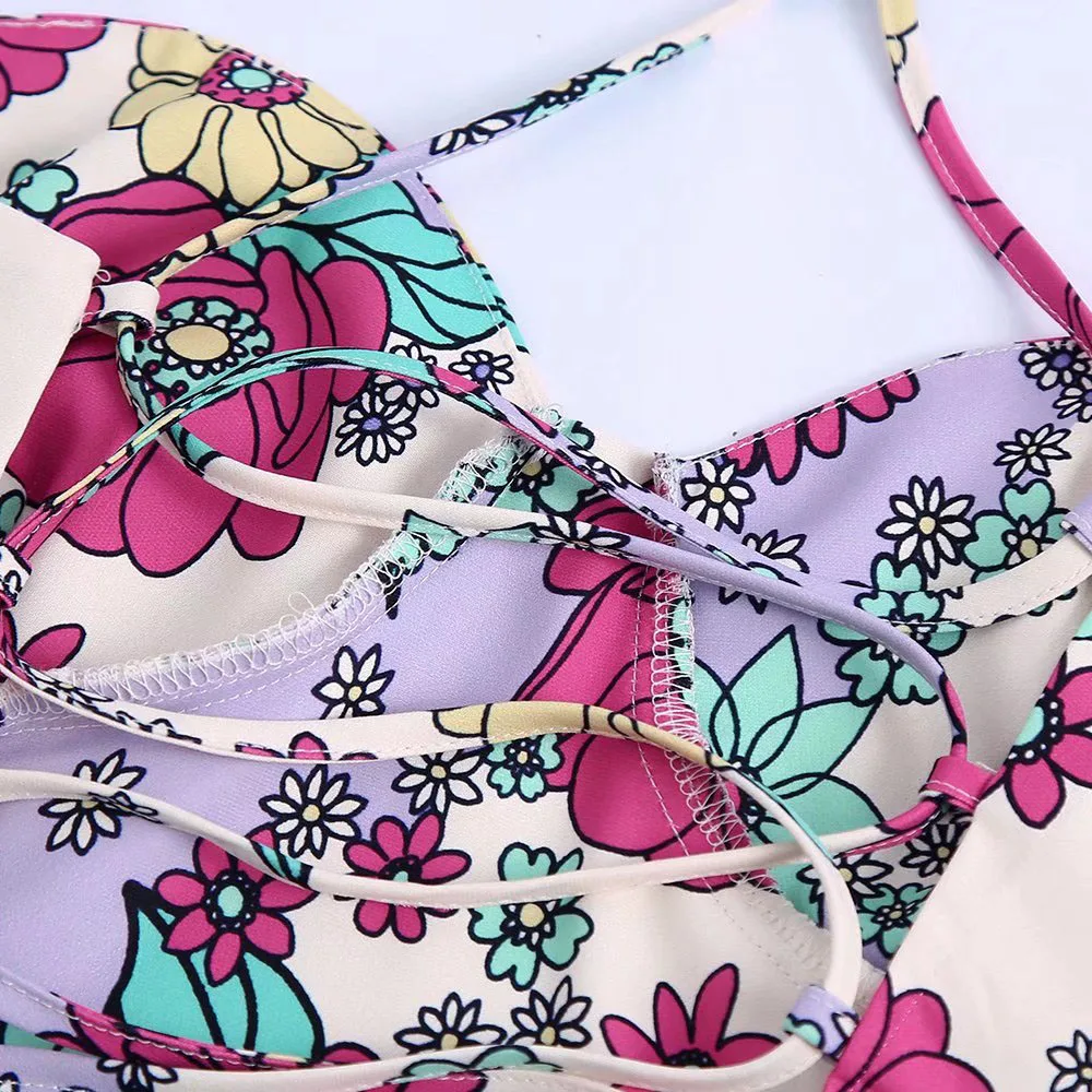 Женская одежда новинка 2022 модный короткий топ на шнуровке с цветочным принтом