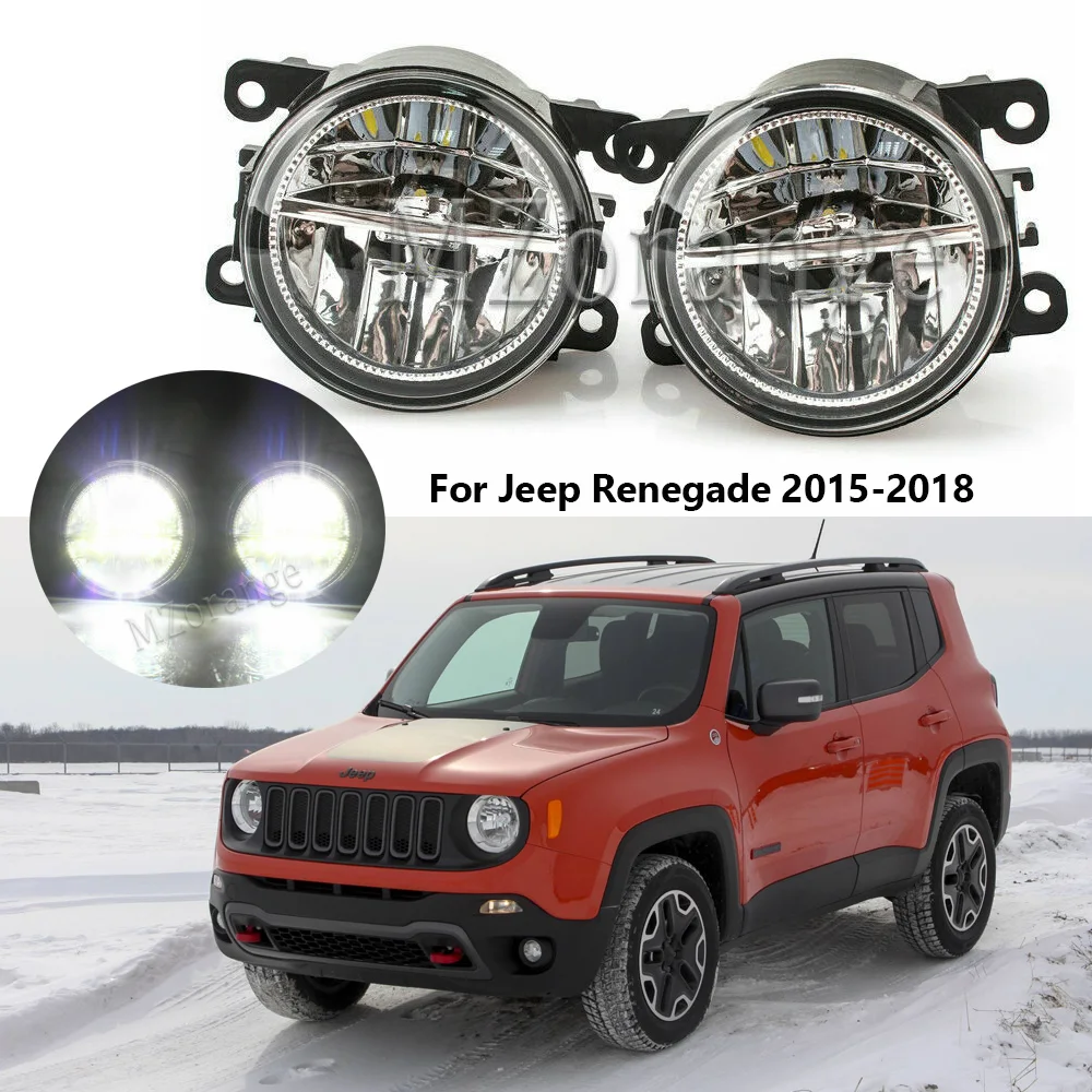 2pcs LED Fog Lights For Jeep Renegade 2015-2018 Clear LED FogLight Driving  foglights Fog Lamp Assembly Super Bright Fog Light