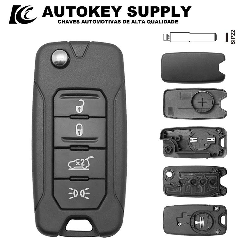 

2/3/4 кнопки дистанционного ключа с дистанционным управлением, корпус дистанционного ключа автомобиля SIP22, лезвие AKJPF180 для Jeep Renegade Compass Patriot Liberty 2015-2017