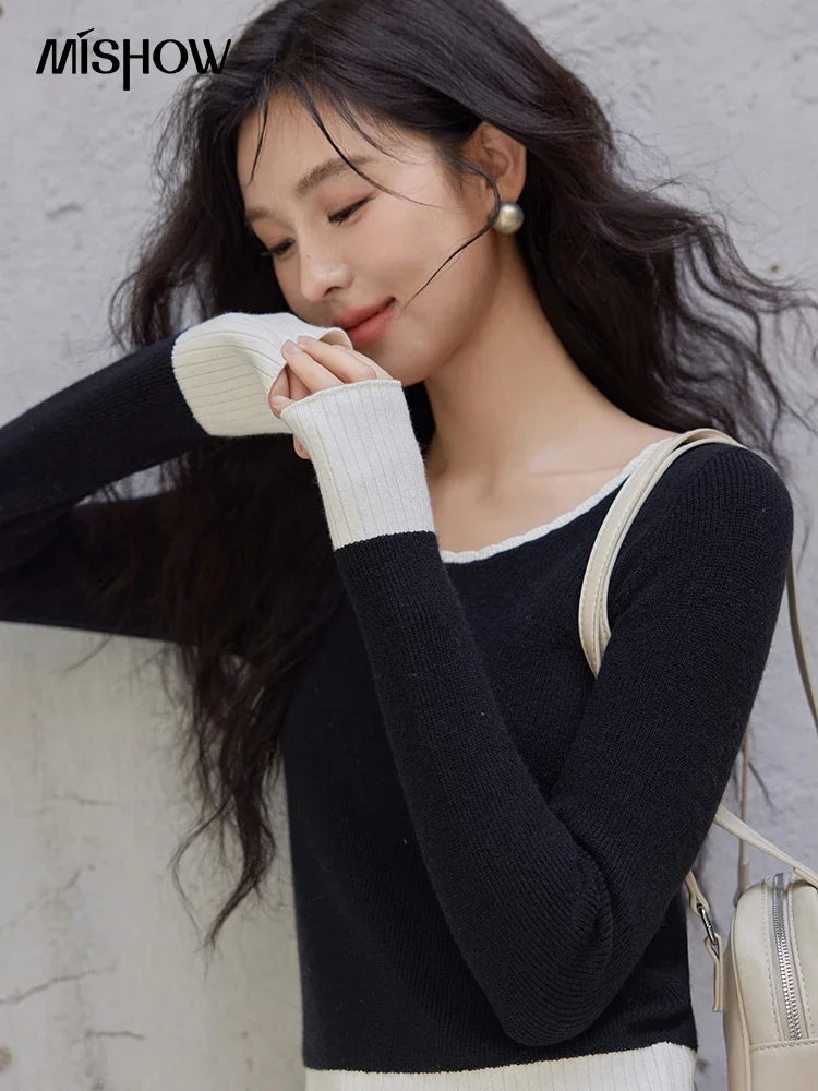 MISHOW минималистичный теплый свитер для женщин 2024 осень-зима простые базовые