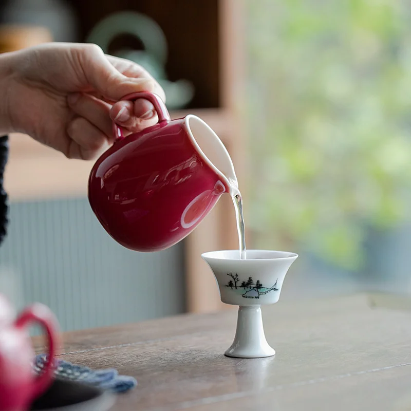 200 мл бутик красная глазурованная керамическая яркая чашка креативная с драконом