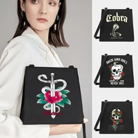 new fashion wild women shoulder messenger small square bags trendy cobra series pattern designer commute purse handbag tote bags