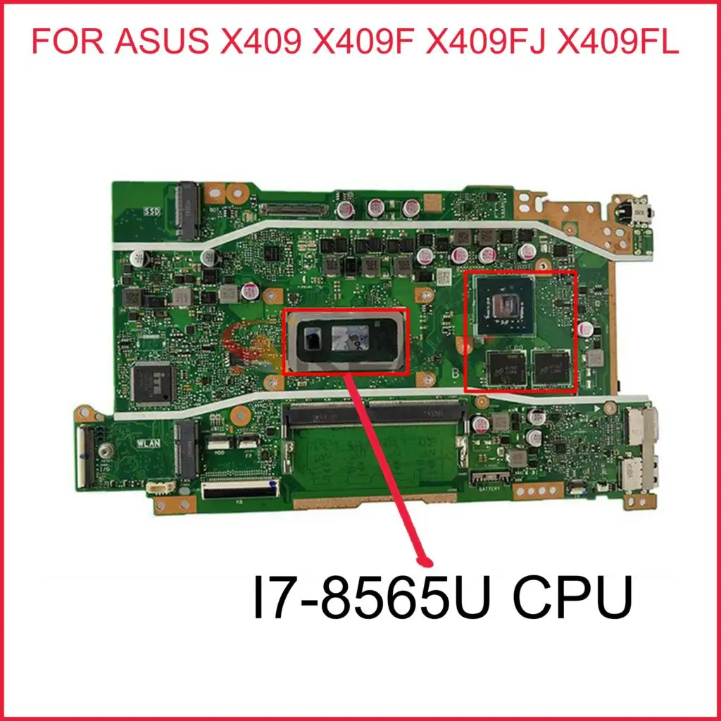 

SAMXINNO For asus vivobook X409 X409F X409FJ X409FL Laptop motherboard X409FB Notebook mainboard W/ 8GB RAM I7-8565U CPU