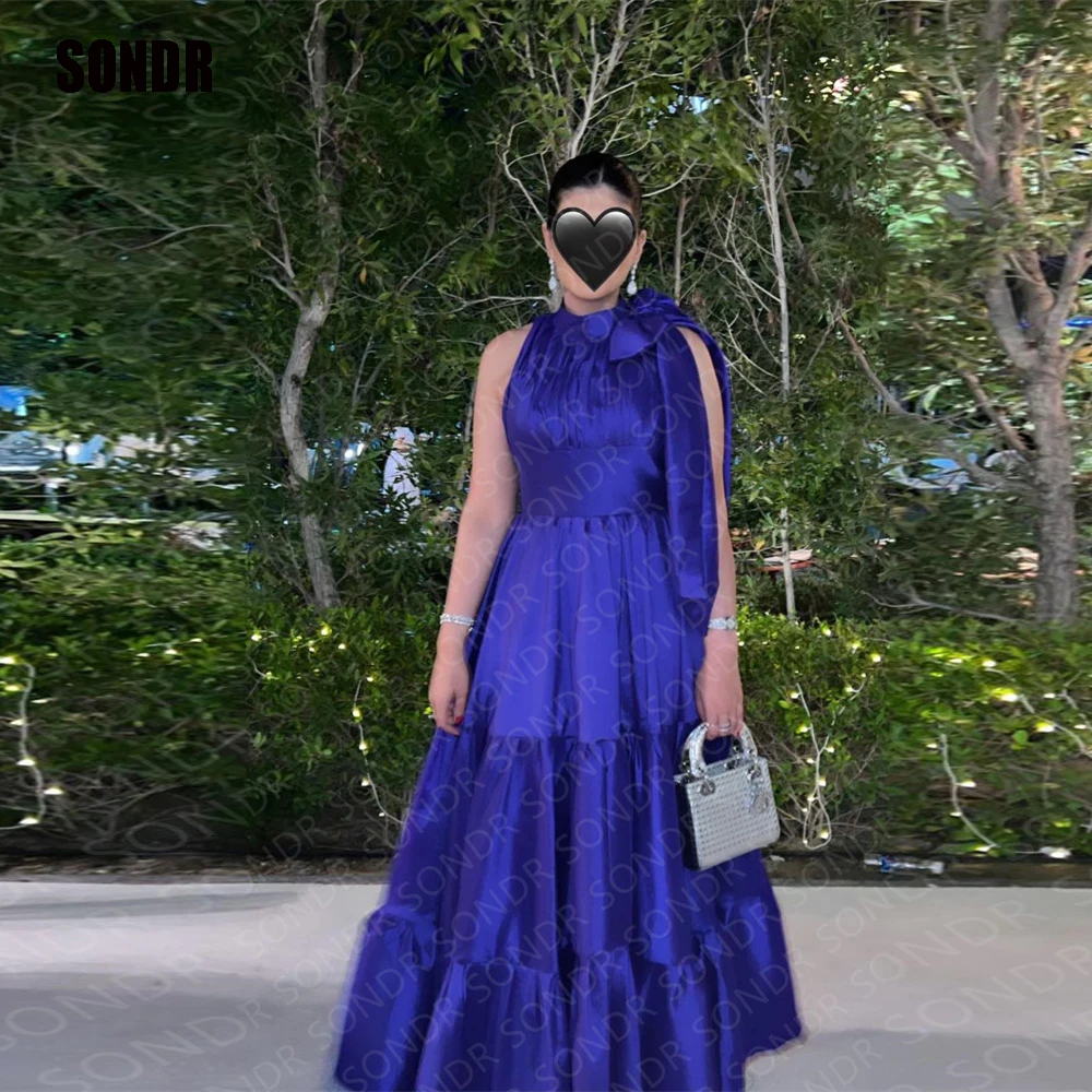 

SONDR Royal Blue High Neck Evening Dresses A Line Sleeveless Dubai African Custom Formal Event Party Dresse Robes De Soiré 2023