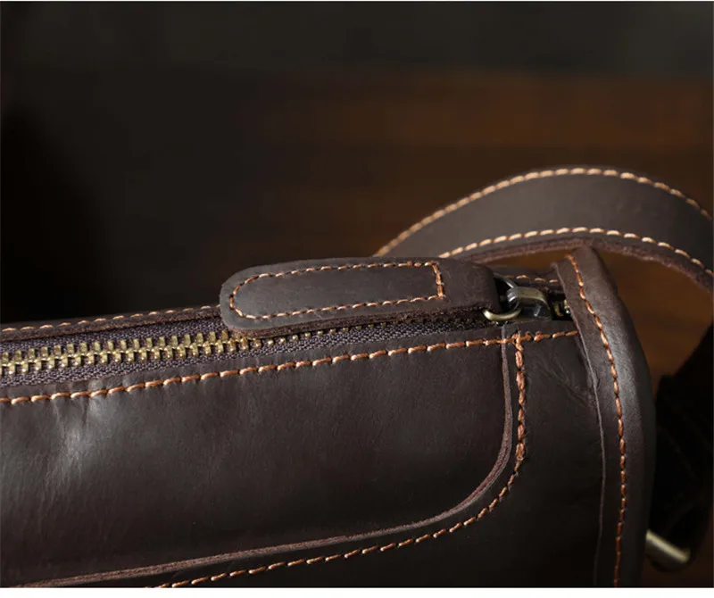 Simple vintage genuine leather men messenger bag outdoor daily work high quality natural crazy horse cowhide shoulder bag Teens