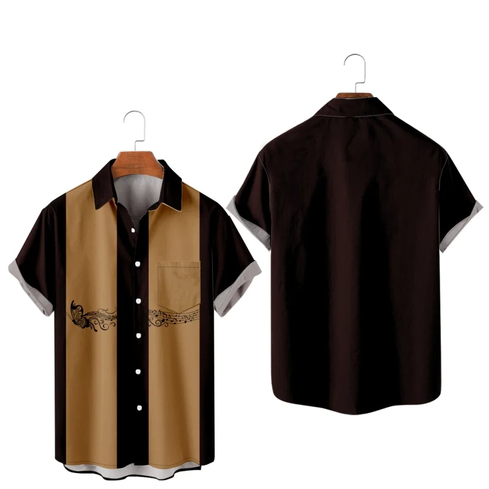 Мужская Летняя гавайская рубашка с коротким рукавом и принтом креветок