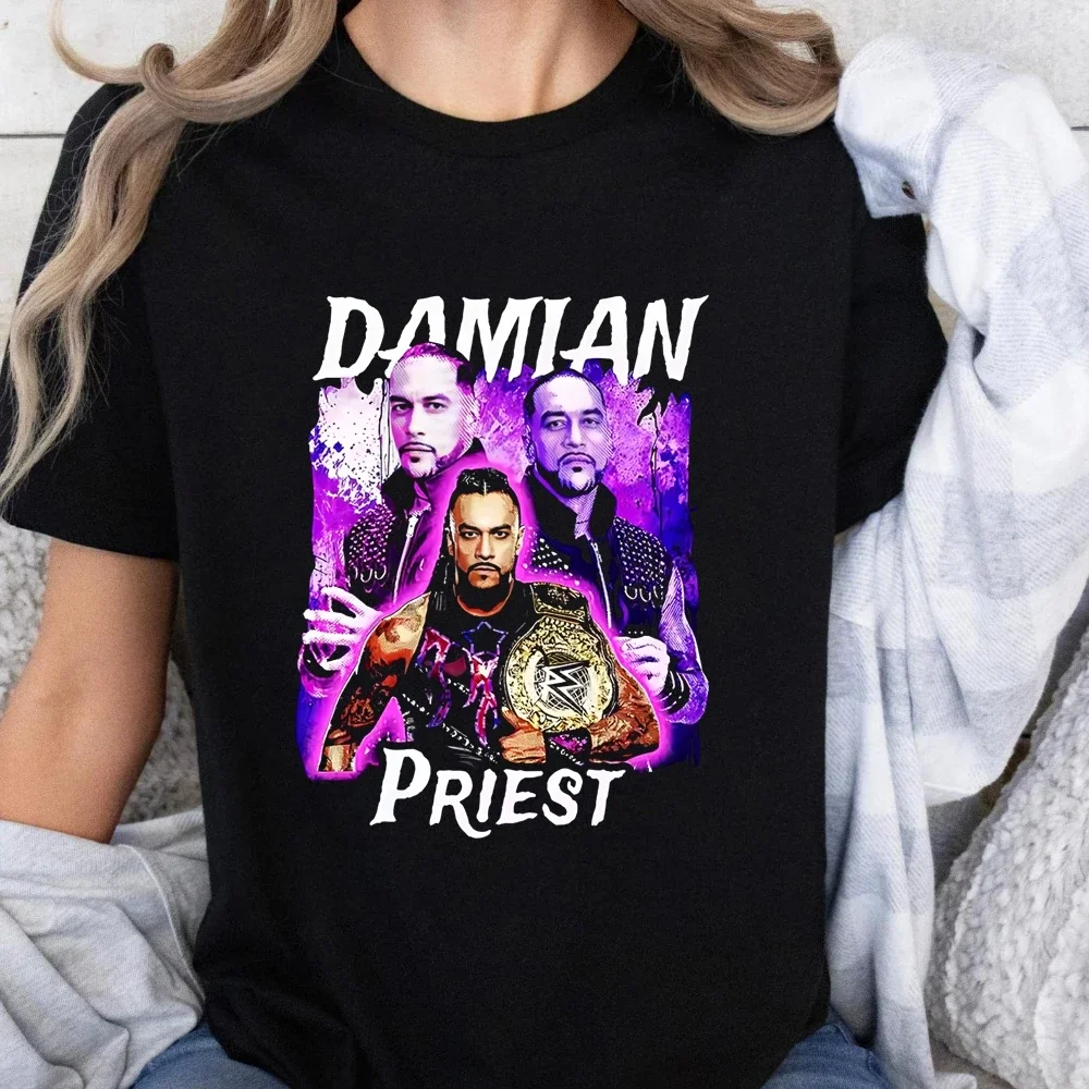 Футболка с принтом Wrestler Damian Priest топ Fan Trend рубашка унисекс короткими рукавами в