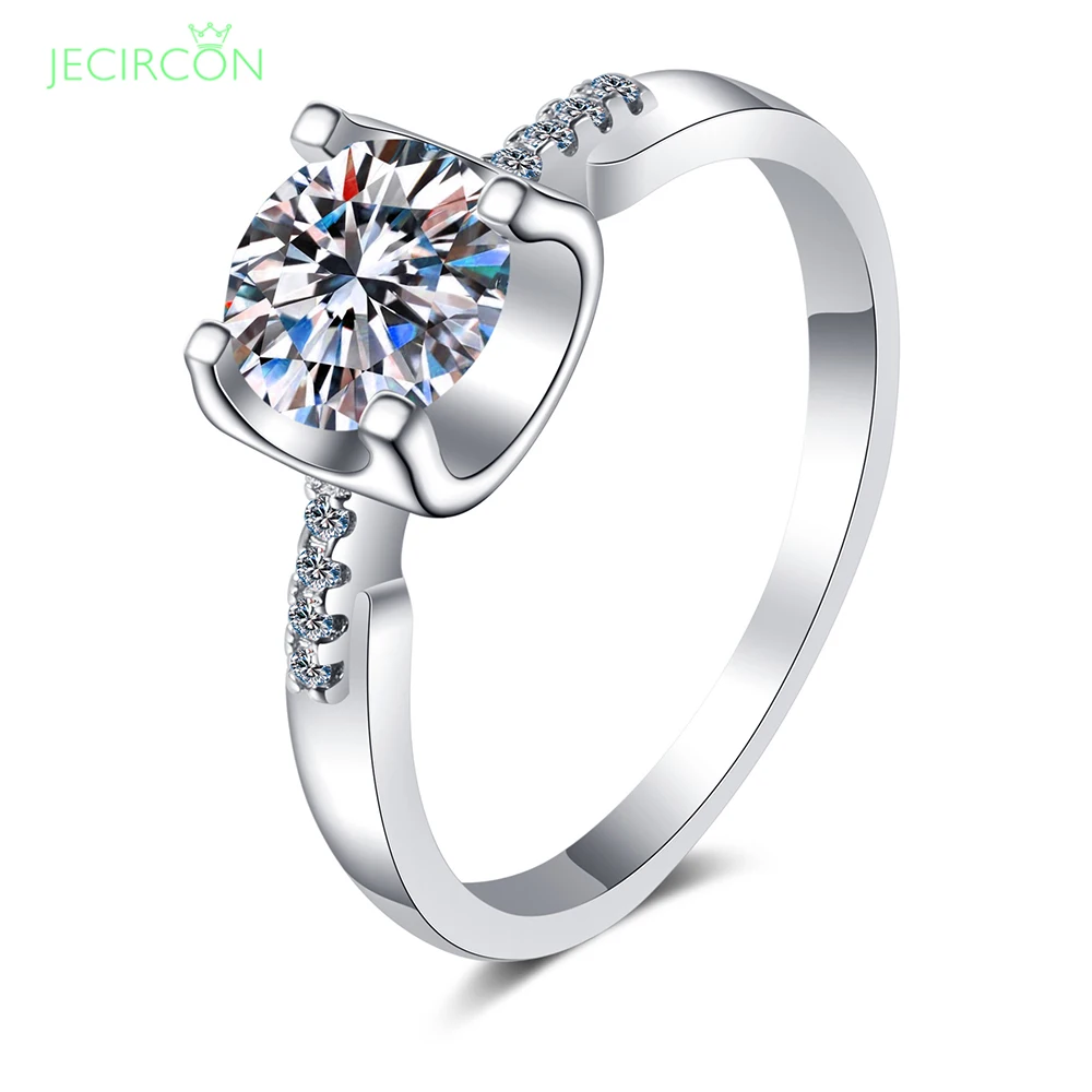 

JECIRCON 2ct D Color Moissanite Ring for Women Plated pt950 Sparkling Diamond Engagement Band 925 Sterling Silver Fine Jewelry