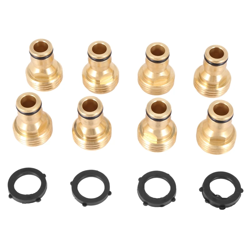 

Garden Hose Quick Connector 3/4 Inch GHT Brass Easy Connect Fitting Male Only (3/4 Inch 8PCS)