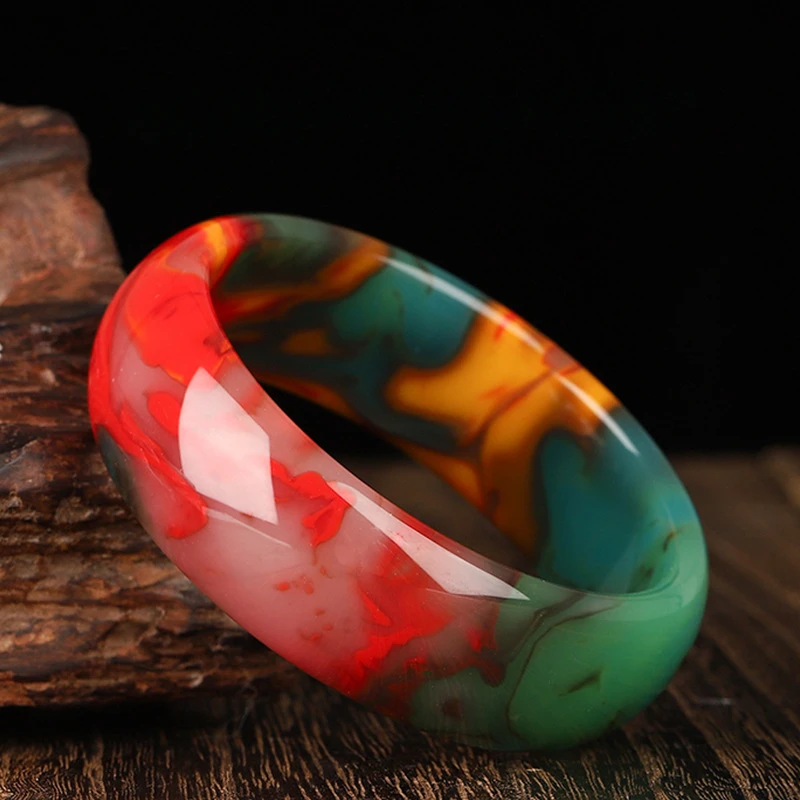 

Colorful Jade Flat Bracelet for Women's Simple and Versatile Bracelet