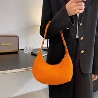 womens orange leather shoulder bag small white blue purses and handbags for women 2022 designer female half moon side bags