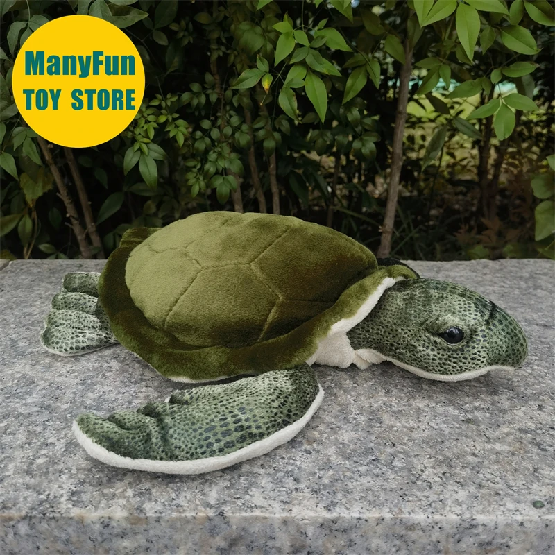 Фото Реалистичная плюшевая игрушка морская черепаха Olive Ridley, реалистичная зеленая мягкая игрушка-черепаха, имитационная кукла, подарок. №3