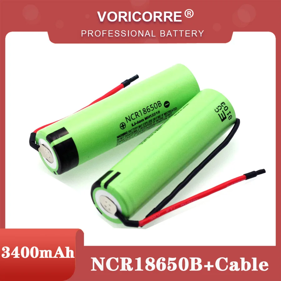 New Original NCR18650B 3.7 v 3400mAh 18650 Lithium Rechargeable Battery Welding Silica gel Cable DIY batteries