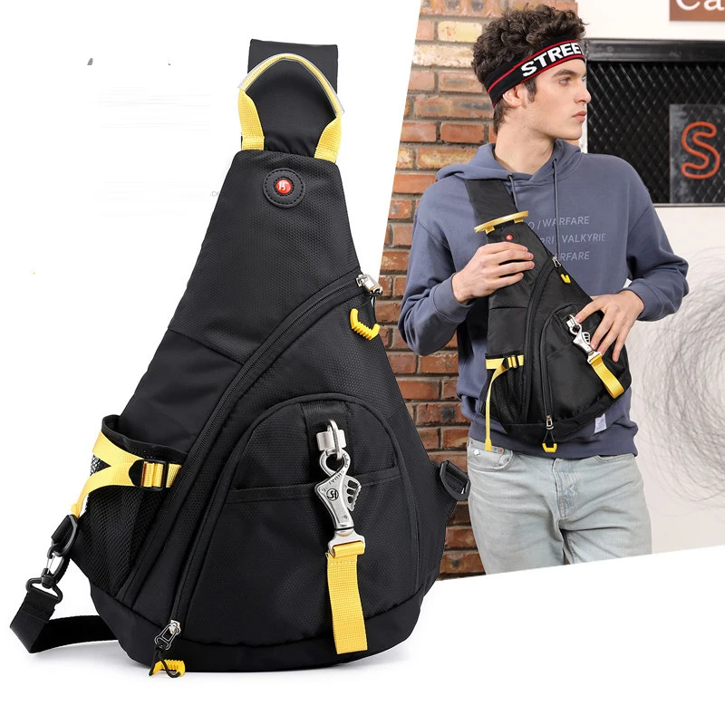 

Men Sling Backpack Shoulder Cross Body Chest Bag Kettle Pocket Travel Assault Waterproof Nylon Male Crossbody messenger Bags