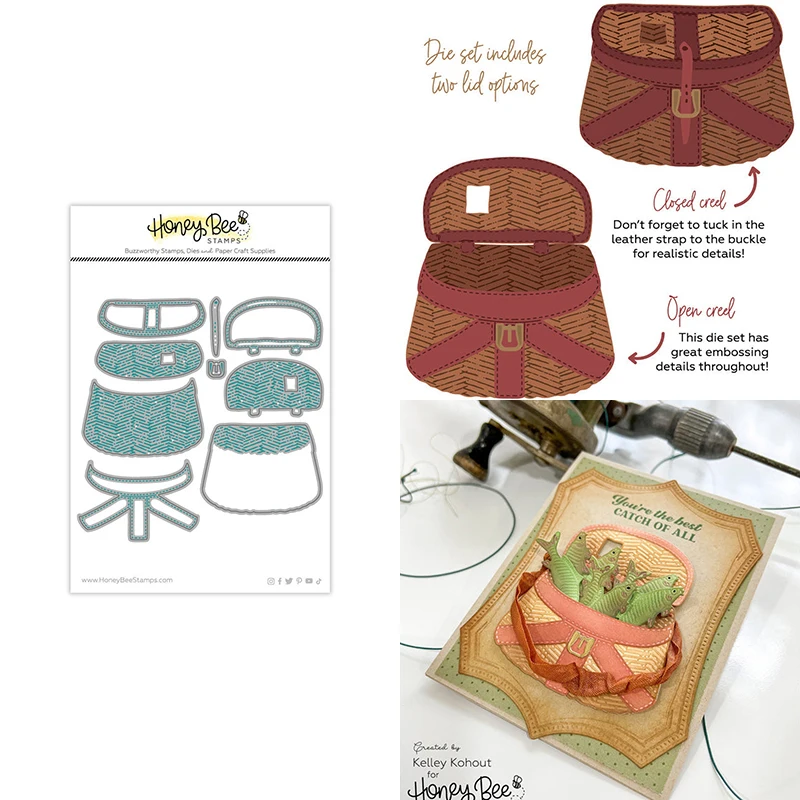 

2023 New Vintage Creel Bamboo Basket Metal Cutting Dies For DIY Craft Making Paper Greeting Card Scrapbooking