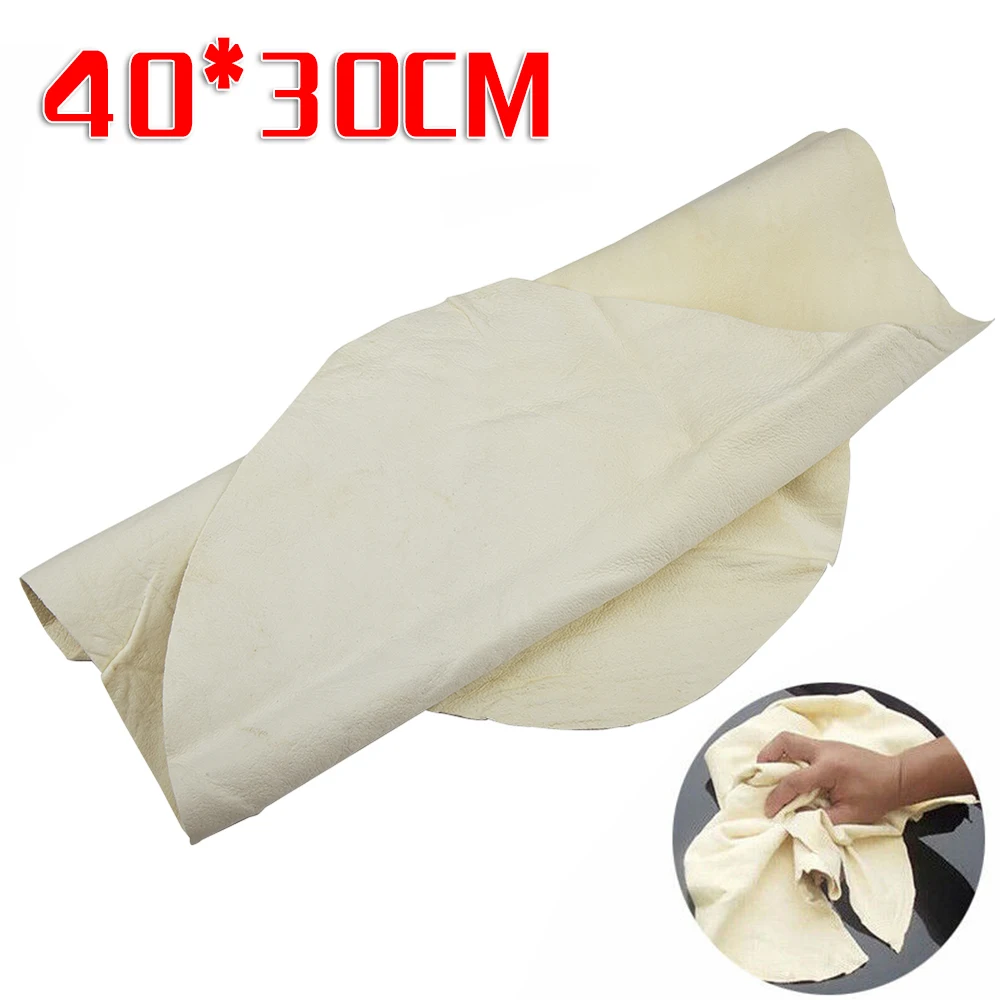 

1pcs 40*30cm Chamois Leather Cleaning Cloth Car Washing Towel Durable Easy Deform Soft Water Absorbent Rag No Traces Of Cleaning