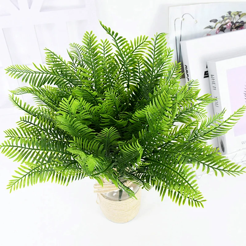 

7 Forks Artificial Persian Leaf Green Fake Grass Leaves Plant Bouquets For Wedding Home Table Decor Party Faux Scattered Foliage