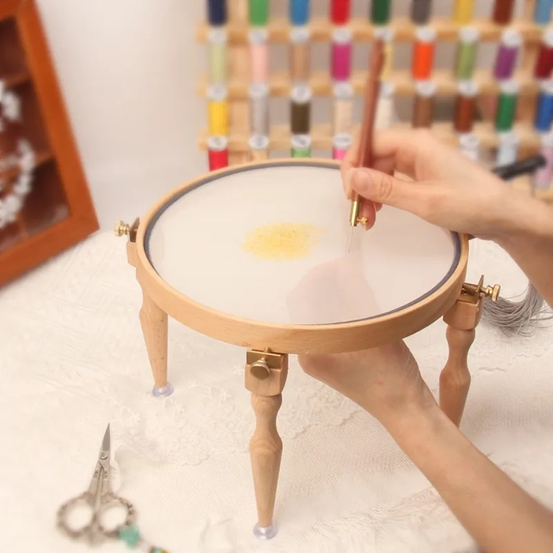 

Embroidery Hoop Stand DIY Wooden Handmade Cross Stitch Hoop Set Embroidery Ring Frame Portable Embroidery Tools
